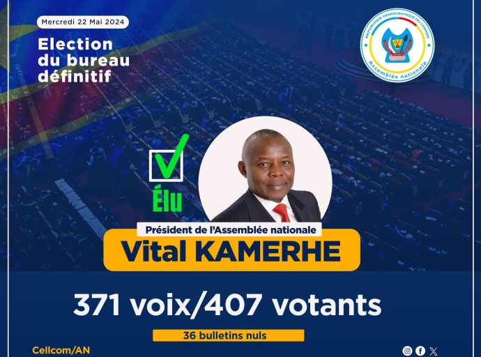 Bureau définitif/Assemblée Nationale : Vital Kamerhe élu Président avec 371 voix sur 407 votants